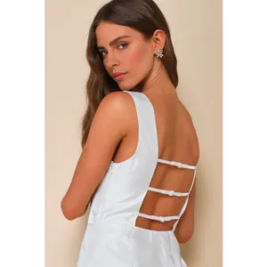 NWOT Lulus Sophisticated Selection White Sleeveless Backless Mini Dress Party L thumbnail 3