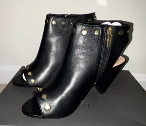 Vince Camuto Black StuddedToe Cone Heel Ankle Strap Heels thumbnail 1