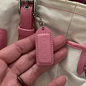 Vtg Coach Canvas cream with pink leather thumbnail 6