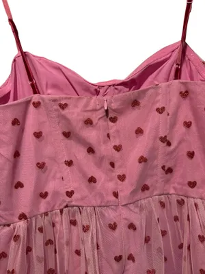 Betsey Johnson Pink Heart Tulle Midi Dress NWT – Romantic Tiered Sweetheart Style thumbnail 4
