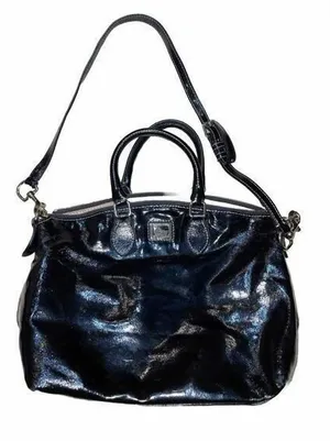 Dooney & Bourke satchel black patent leather Glossy Double Handles‎ thumbnail 1