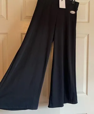 NWT Nike small black cropped wide leg flare ribbed pants streetwear lounge thumbnail 5