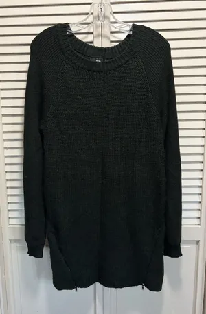 Mossimo Sweater Mini Knit Dress Zipper Detail Size Large Round Neck Black‎ thumbnail 1