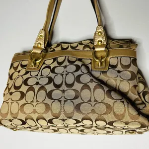 COACH Women's Brown Penelope Signature Leather Duffle Hobo Shoulder Handbag thumbnail 10