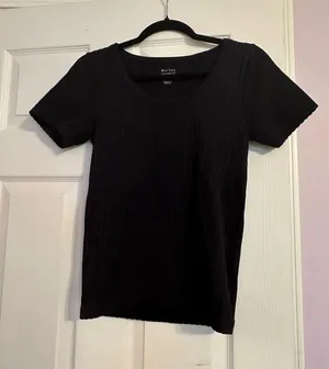 New York Laundry Black Ribbed Scoop Neck Short Sleeve Tee thumbnail 1
