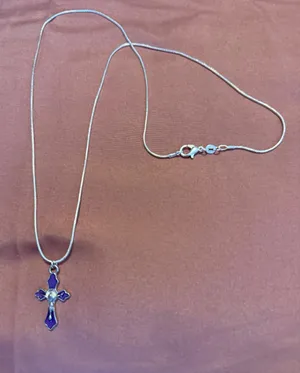 Sterling Silver 925Necklace with Purple Cross Pendant - Women Jewelry thumbnail 1