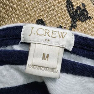 J. Crew Striped Top 3/4‎ Sleeve Boat Neck Pink Accent Casual Tee Shirt Medium thumbnail 3