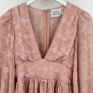 Hello Molly Flower Patch Mini‎ Dress Size 2 XS Pink Long Sleeves Floral Feminine thumbnail 5