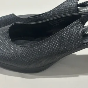 Comfortview Women’s Slingback Heels Open Toe Black Snake Embossed Size 9.5 WIDE thumbnail 4