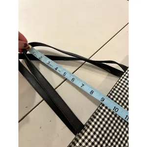 Black & White 100% Cotton Double Strap Gingham Checkered Medium Tote Bag thumbnail 11