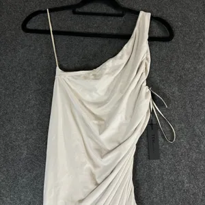 Ten by Babaton Vertigo Mini Dress Matte Pearl One Shoulder Ruched 114001 S thumbnail 9