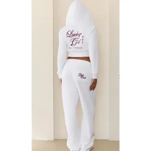 Hello Molly Zip Hoodie & Sweatpants Set Base Lucky Girl Size S White Red thumbnail 8
