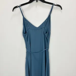 NEW Lulus Dusty Blue Tie Back Slip Mini Dress Adjustable Straps Chiffon Small thumbnail 6