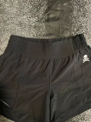 Womens sz6 Lululemon Hotty Hot High Rise Short 4" Black Skull Crossbones Custom thumbnail 3