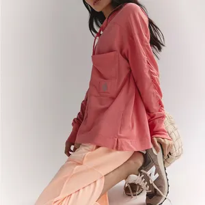 NWT FREE PEOPLE FP Movement Women's Hot Shot Hooded Layer Hibiscus 🌺 thumbnail 4