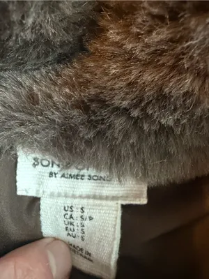 Song of Style Faux Fur Coat Brown Cropped Length Jacket Vegan Size Small Women's thumbnail 15