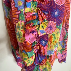 Leifsdottir anthropology Silk Floral Ruffle Sleeveless Blouse Multicolor Size‎ 4 thumbnail 4