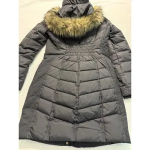 Michael Kors Womens Black Down Puffer Coat Faux Fur Hood‎ Parka XS Long Jacket thumbnail 5