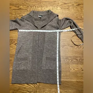 J crew wool blend open front long cardigan Taupe Brown. Size Small. thumbnail 7