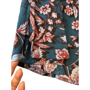 Band of the Free Blue Red Floral V-Neck Long Sleeve Blouse Small NWT thumbnail 8