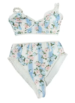 For Love & Lemons Charleston Floral Bikini Set XS Top S Bottom Mixed Size thumbnail 1