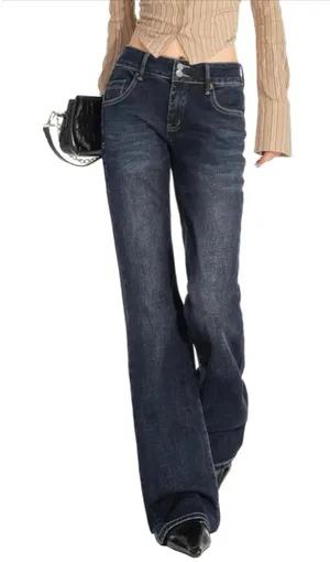 NEW Mid Rise Flare Jeans Stretchy Y2k Boyfriend Bootcut Baggy 4 28/28 thumbnail 1