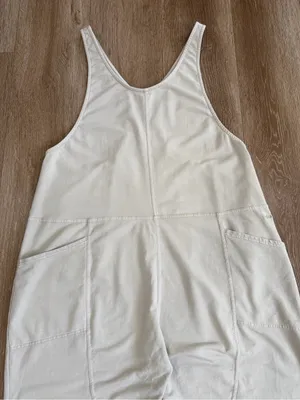 Prana Mindful Movement Jumpsuit Organic Cotton Blend Almond Size Large thumbnail 3