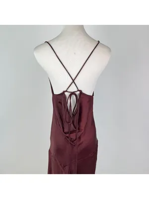 NWOT Farm Rio Ruffled Sleeveless V-Neck Maxi Dress Burgundy Size S thumbnail 10
