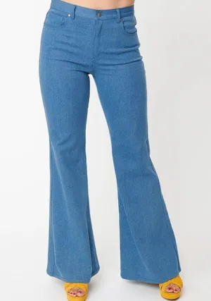 Unique Vintage Light Indigo Denim Majors Flare Jeans NWT | SMALL thumbnail 2