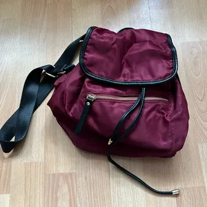 Maroon nylon backpack thumbnail 1