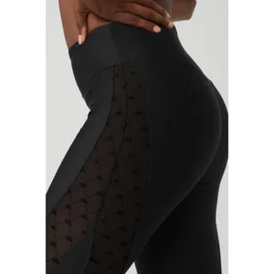 Alo Airlift Mesh High-Waist Celeste Capri Black Sheer Cut-Outs Cutouts Hi-Rise thumbnail 4