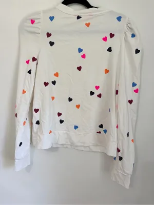 Lilly Pulitzer White Multicolor Hearts Jansen Sweatshirt 100% Cotton Size S thumbnail 4