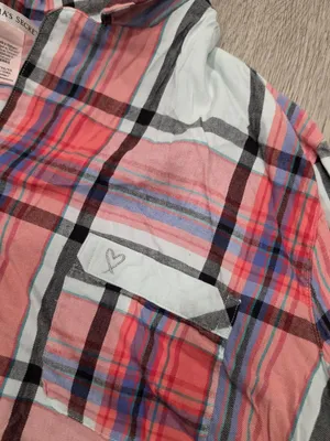 Victorias Secret XL Plaid Button-Down Pajama Set Red pink White winter warm thumbnail 4