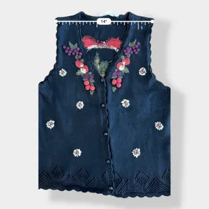 Capacity Vintage 3D Knit Fruit Sweater Vest‎ Cardigan Size M thumbnail 6
