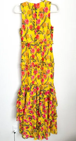 Lovers + Friends revolve Dipinto Oro Yellow Floral Ruffle Maxi Dress thumbnail 6