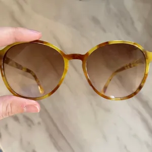 J.Crew Yellow Tortoiseshell Round Eye Vintage Inspired Sunglasses thumbnail 2
