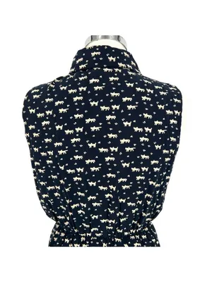 Favolook Cat Print Sleeveless Collared Shirt Dress Black Size Medium Mod Preppy thumbnail 7