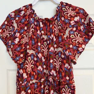 Anthropologie Robin Mini Dress XS‎ Red Pink Babydoll Floral Ruffled Tiered Fairy thumbnail 5