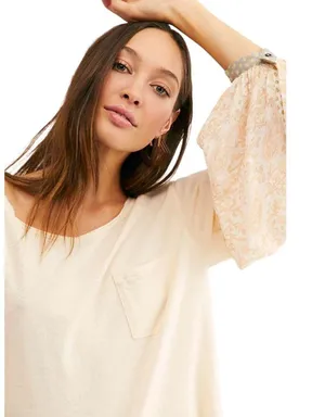 Free People Jade Long Sleeve Top M Ecru thumbnail 3