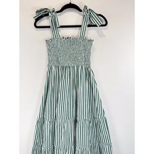Maxwell And Gerladine Dress Green The Brooke Midi Stripe Smocked Tiered Flowy XS thumbnail 5