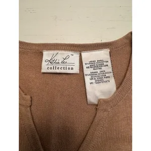 Kathie Lee Collection Tan Floral Embroidered Short Sleeve Cardigan Sweater Small thumbnail 2