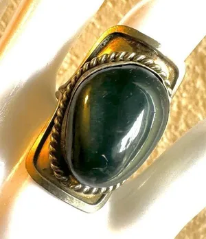 Blue and silver tone cocktail ring thumbnail 1