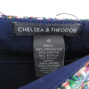 Anthropologie Chelsea & Theodore Multicolor Tweed Fringe Hem Pencil Skirt Size 4 thumbnail 5
