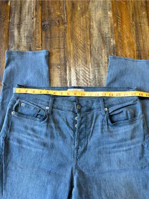 7 For All Mankind Grey Button Fly Skinny Jeans Size 32 thumbnail 8
