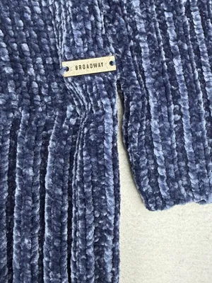 NWT Broadway NYC Genny Chenille Sweater Women M Blue V Neck Cozy Plush Knit thumbnail 3