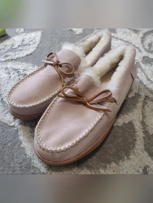 Dearfoams Fireside Plush Lined Moccasin Slippers Dusty Pink thumbnail 2