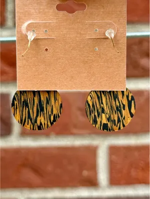 Handmade Polymer Clay Earrings Tiger Color Stripes thumbnail 2