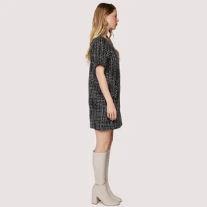 Lost + Wander Femme Forte Tweed Shift Dress in Black Ivory Size Small NWT thumbnail 5