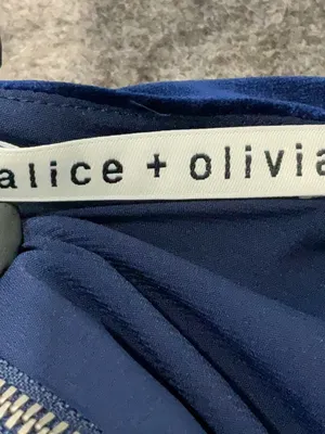Alice + Olivia Navy Sleeveless Fit-and-Flare Dress Size 6 Adley Pleated Velvet thumbnail 5