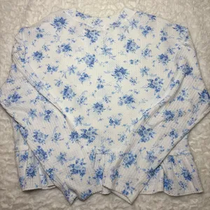 Altar'd State Blue Floral Blouse thumbnail 3